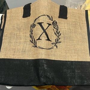 Stylish Black and Tan Tote Bag with letter X Monogram